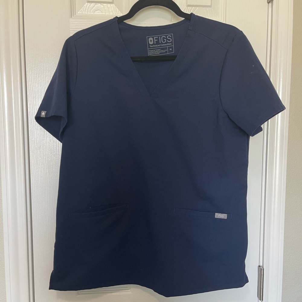 Navy Blue Figs Scrub Top